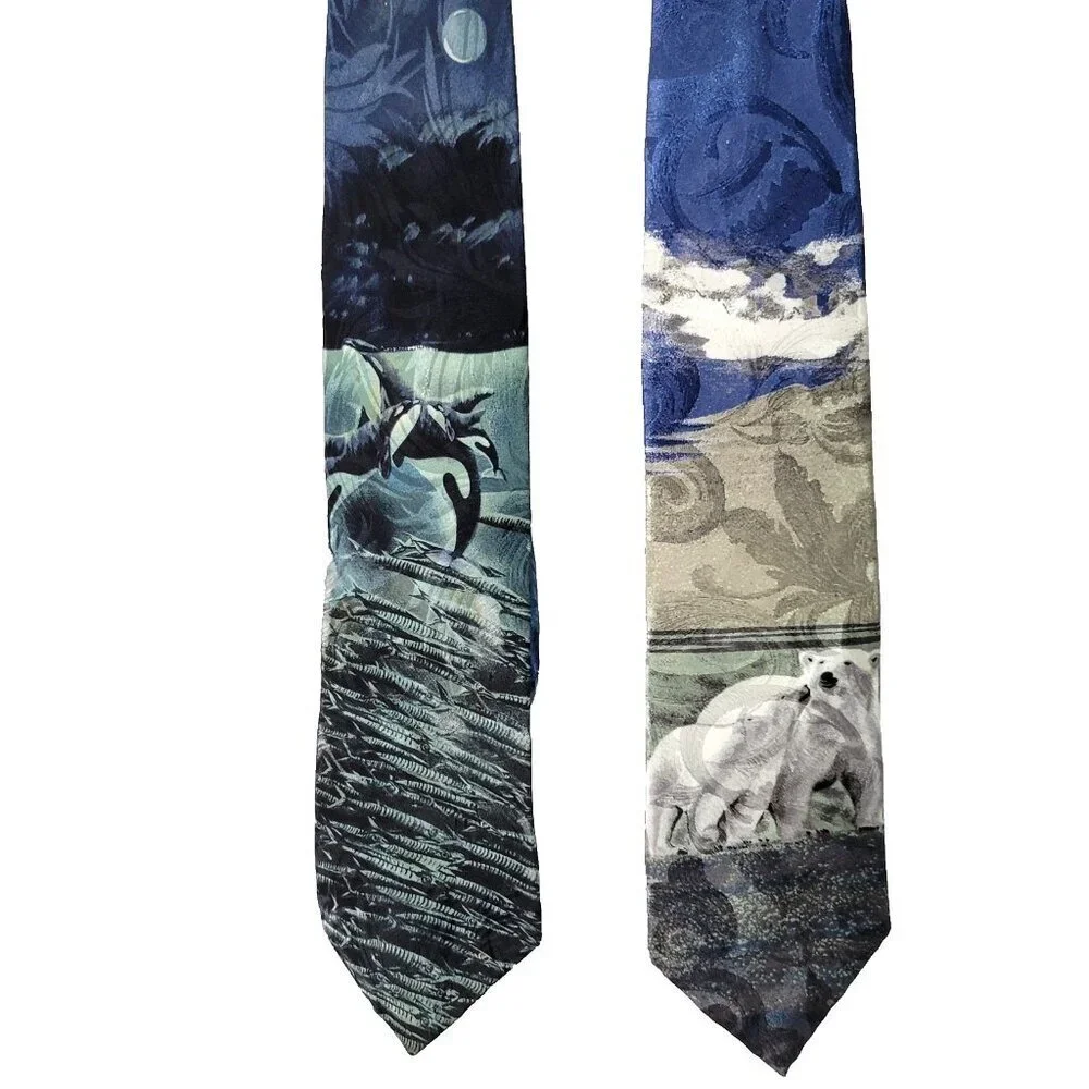 Lot of 2 Wembley Endangered Species Lost Kingdom Ties Killer Whale Polar Bear US